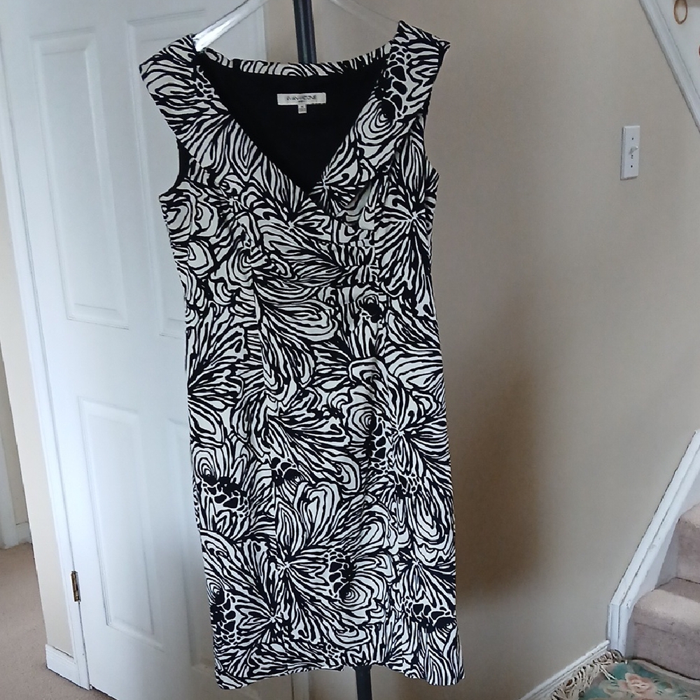 Evan Picone Black and White Floral Dress